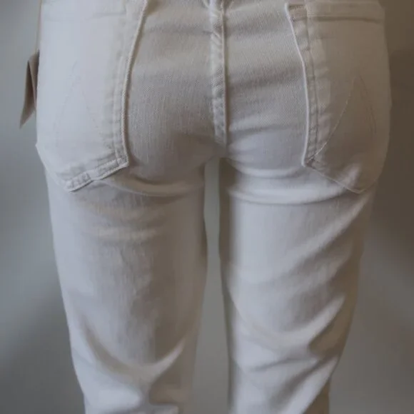 NWT Womens Mother (Item-85) White Insider Crop Step Fray Fairest All Jeans 31
